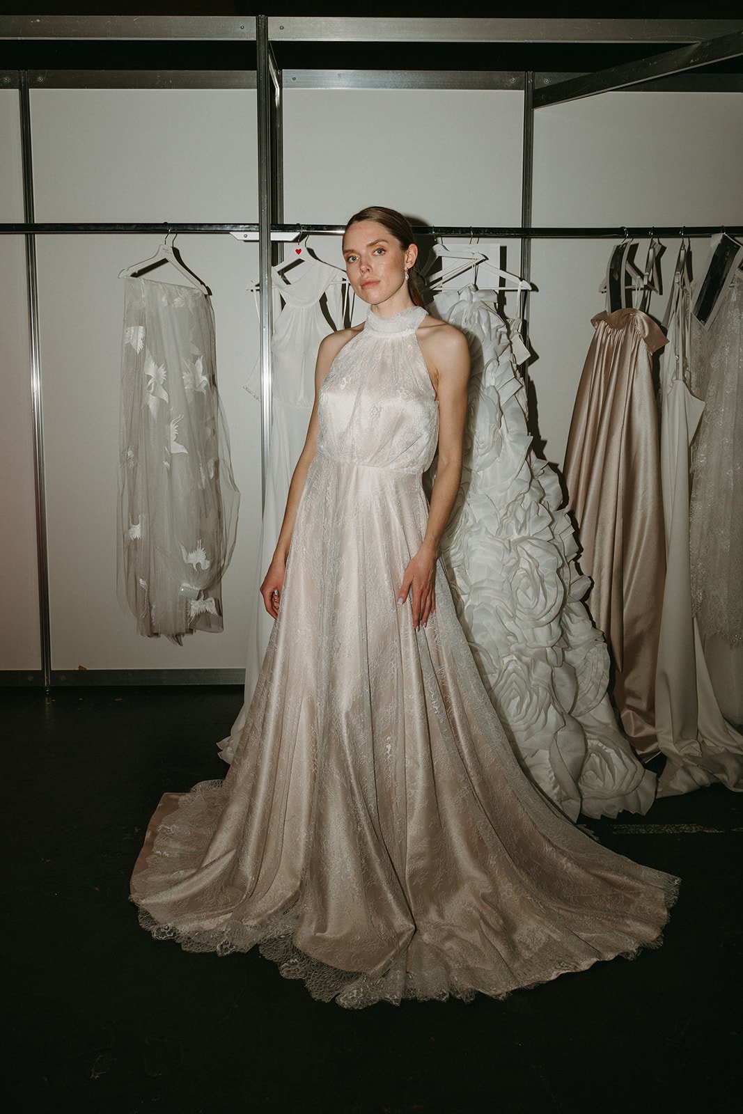 Boho Bloom | Soft Pink Halter Dress with Lace Overlay wedding dress by Amelii