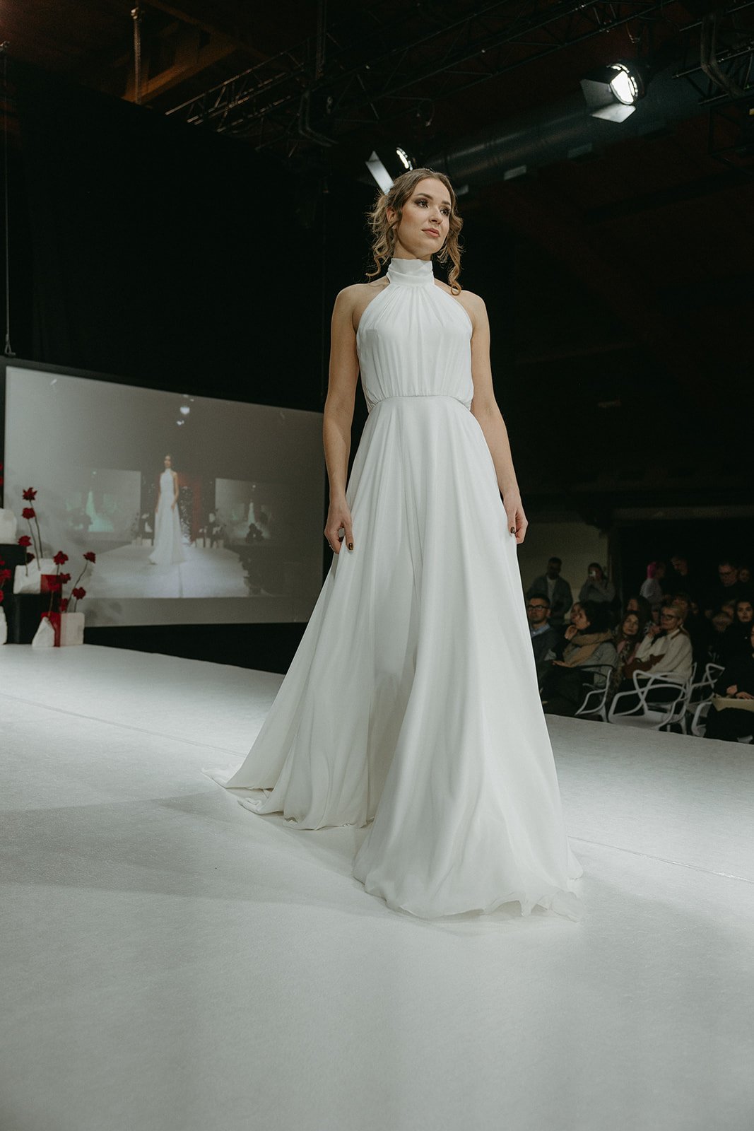 Chic Bloom | Simple Chiffon Wedding Dress with Scarf Detail wedding dress by Amelii