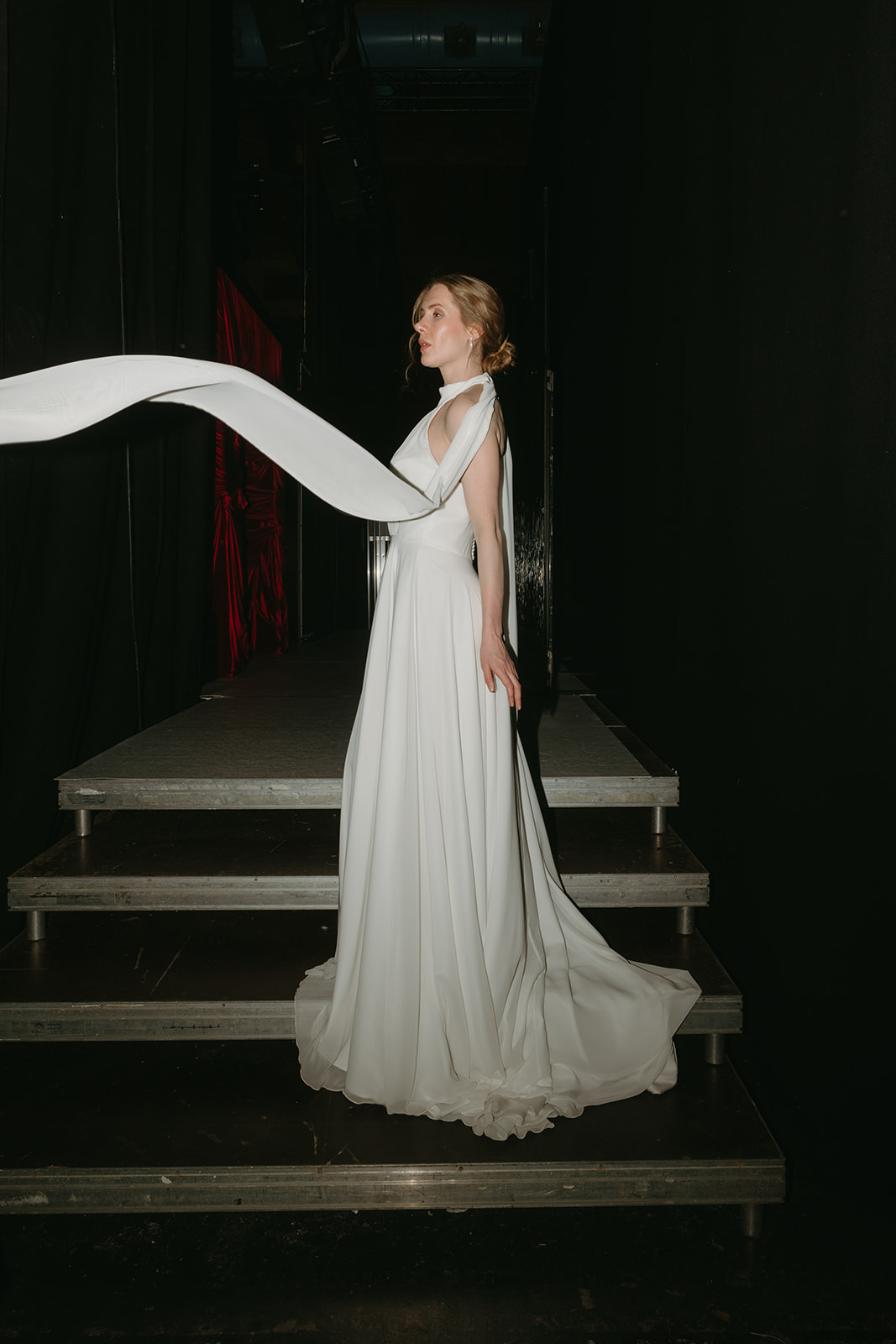 Chic Bloom | Simple Chiffon Wedding Dress with Scarf Detail wedding dress by Amelii