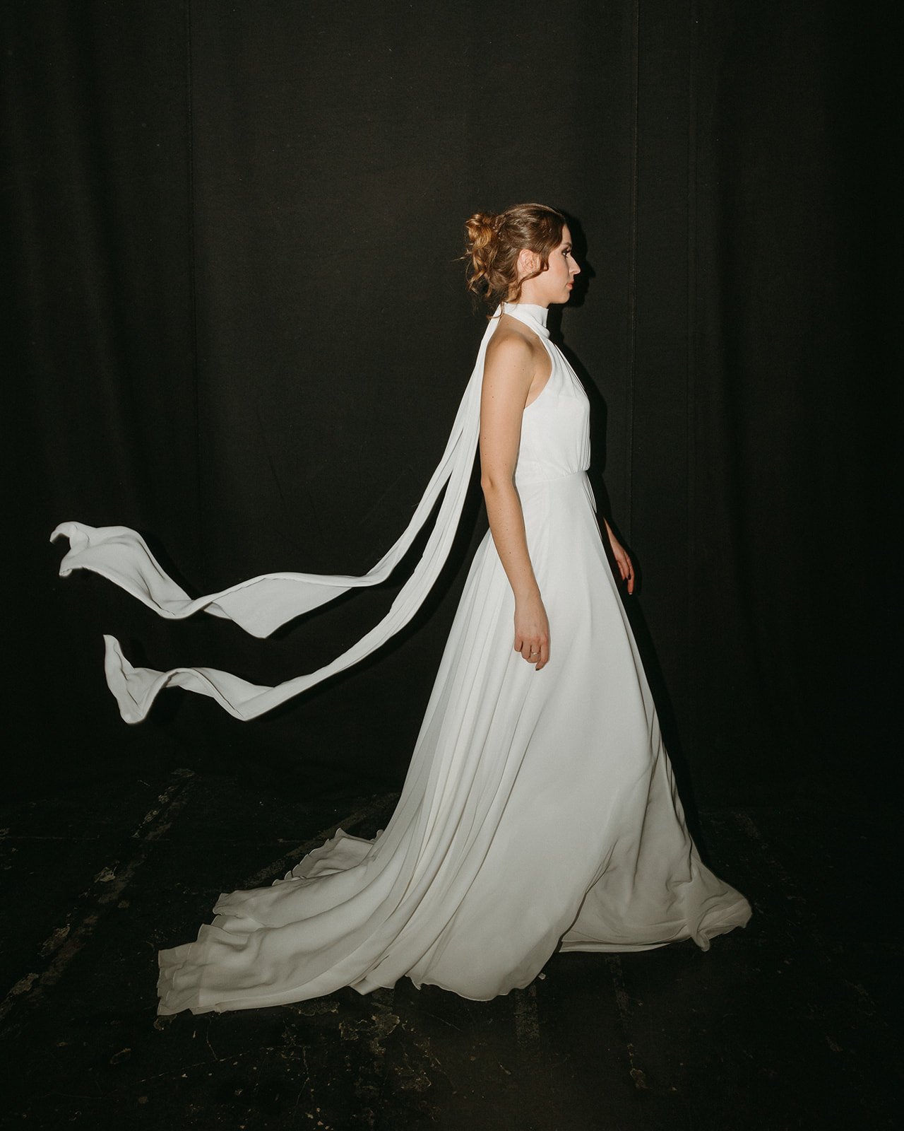 Chic Bloom | Simple Chiffon Wedding Dress with Scarf Detail wedding dress by Amelii