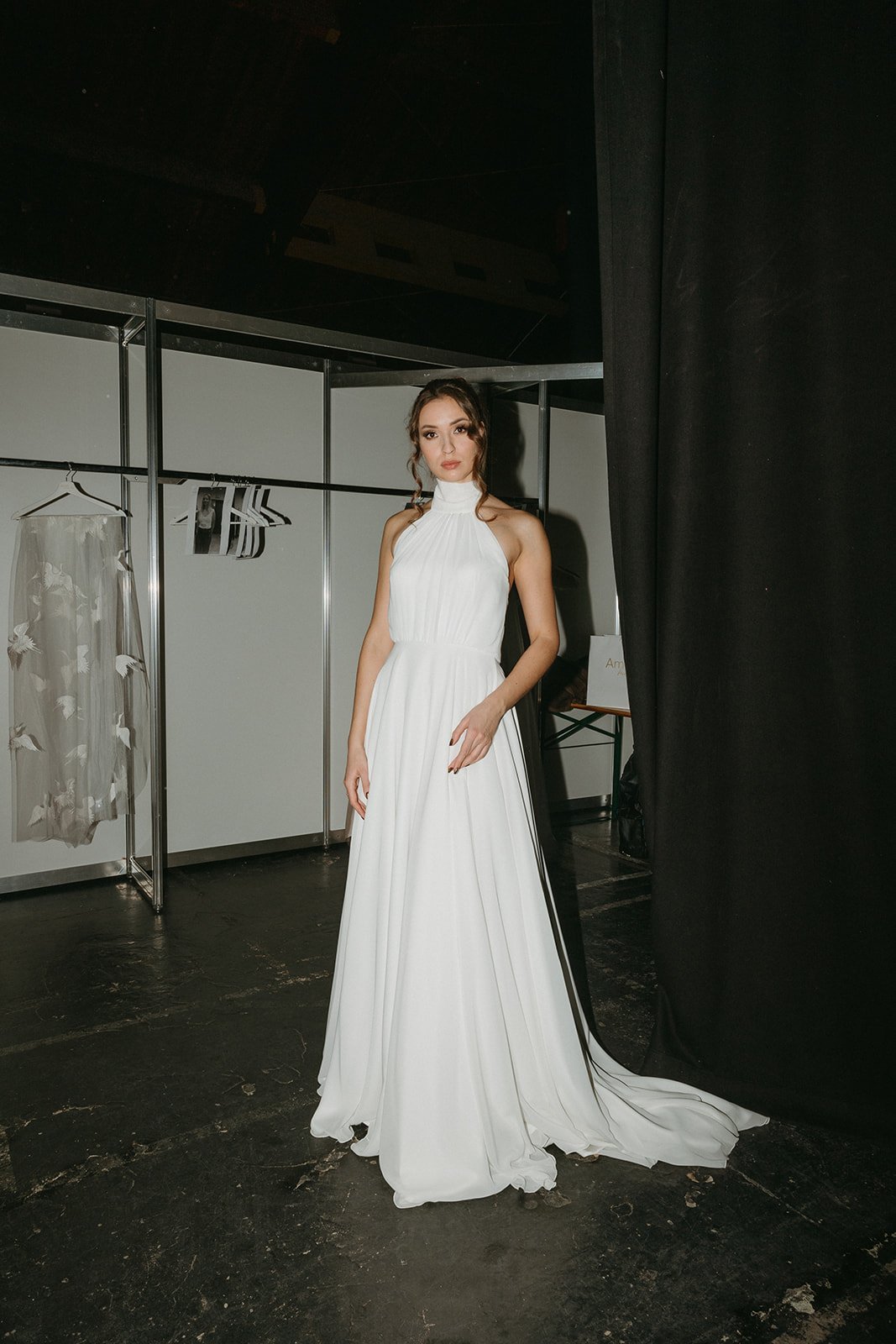 Chic Bloom | Simple Chiffon Wedding Dress with Scarf Detail wedding dress by Amelii