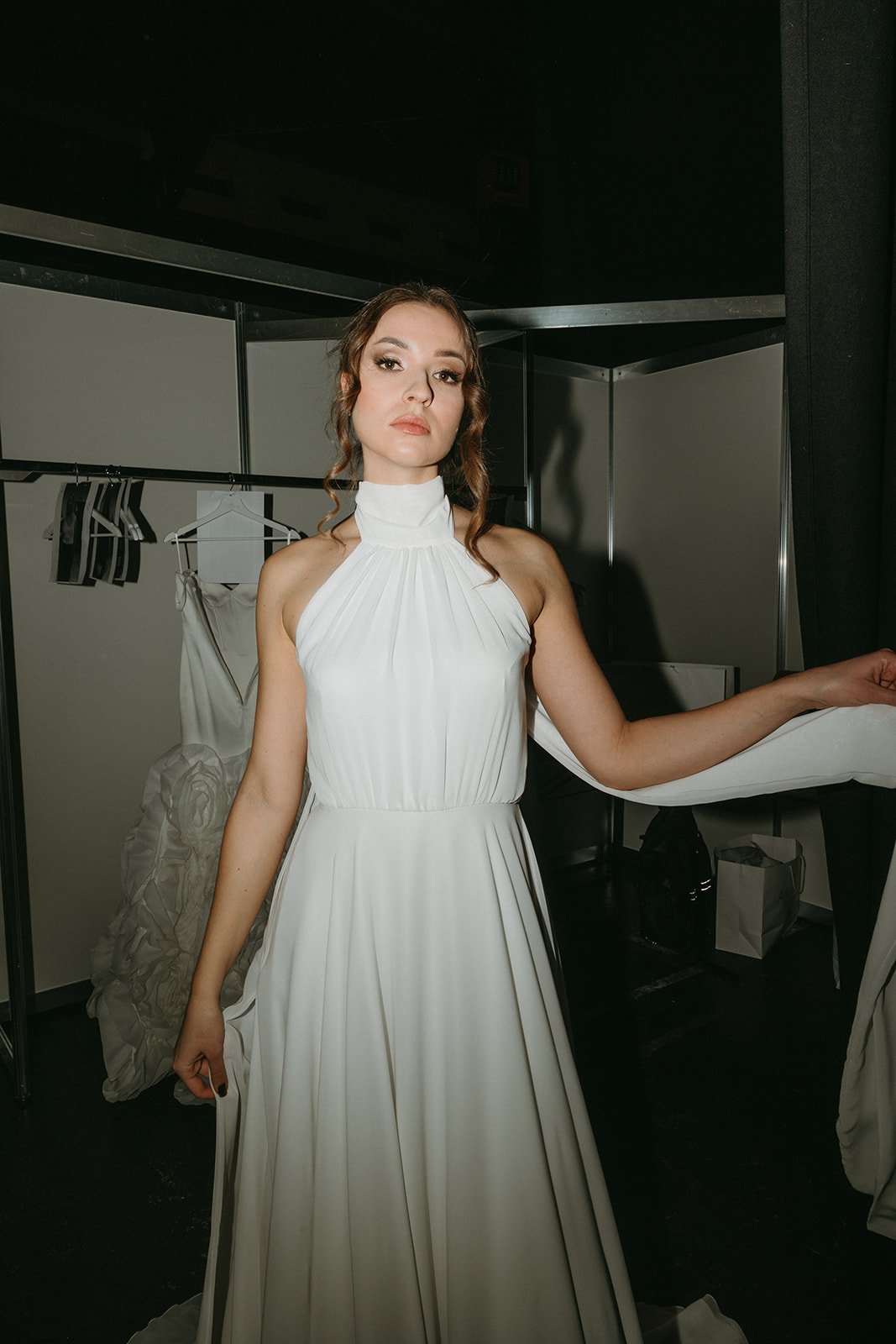 Chic Bloom | Simple Chiffon Wedding Dress with Scarf Detail wedding dress by Amelii
