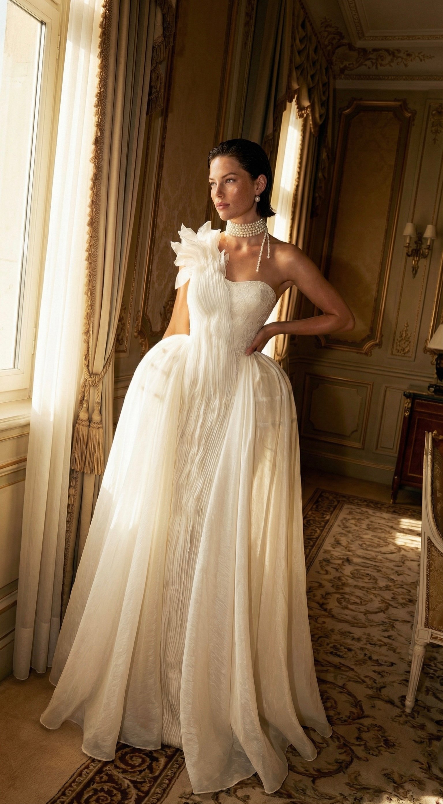 Blanche | One-Shoulder Ball Gown with Pleated Corset wedding dress by Jay B Couture