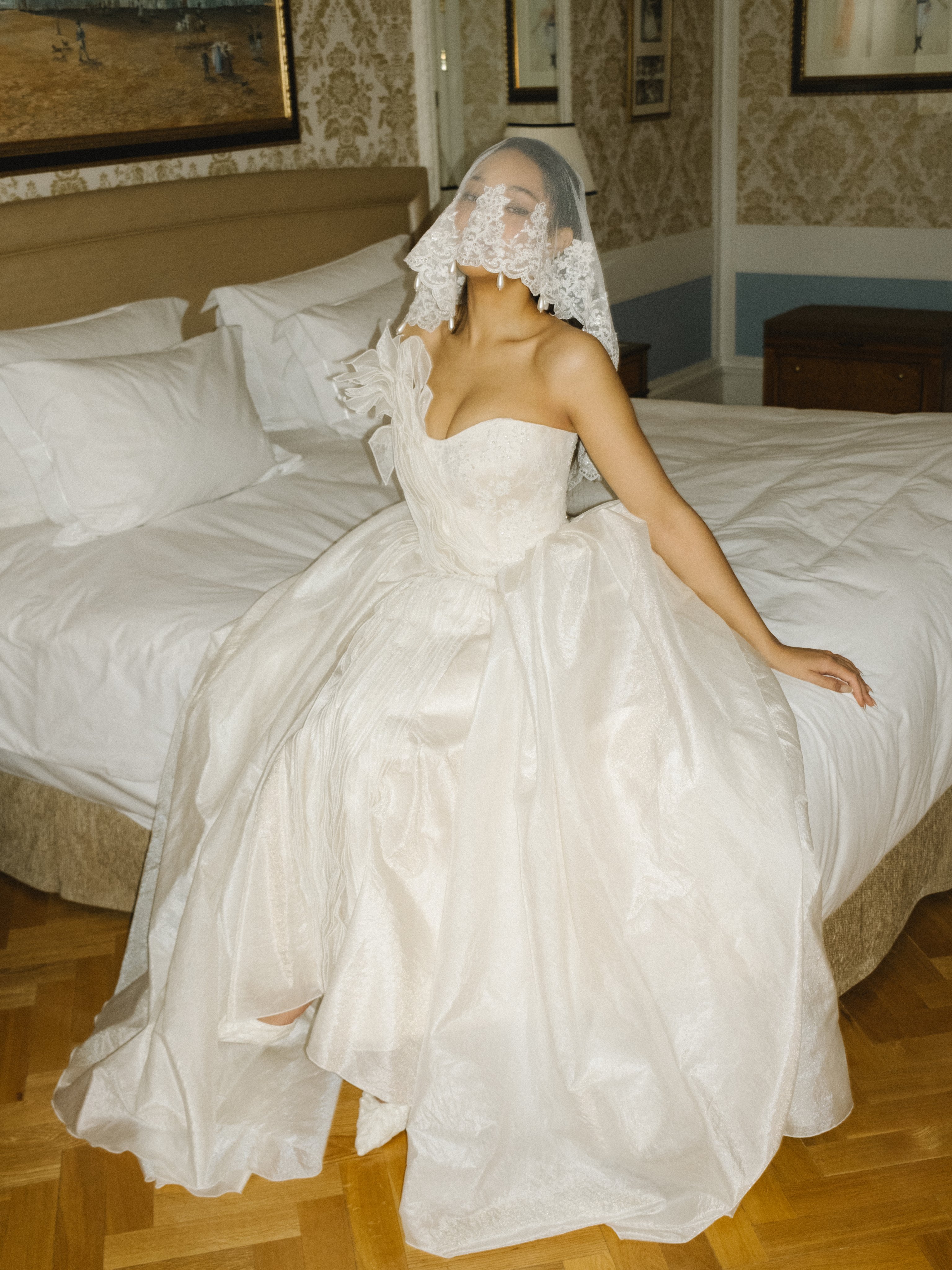 Blanche | One-Shoulder Ball Gown with Pleated Corset wedding dress by Jay B Couture