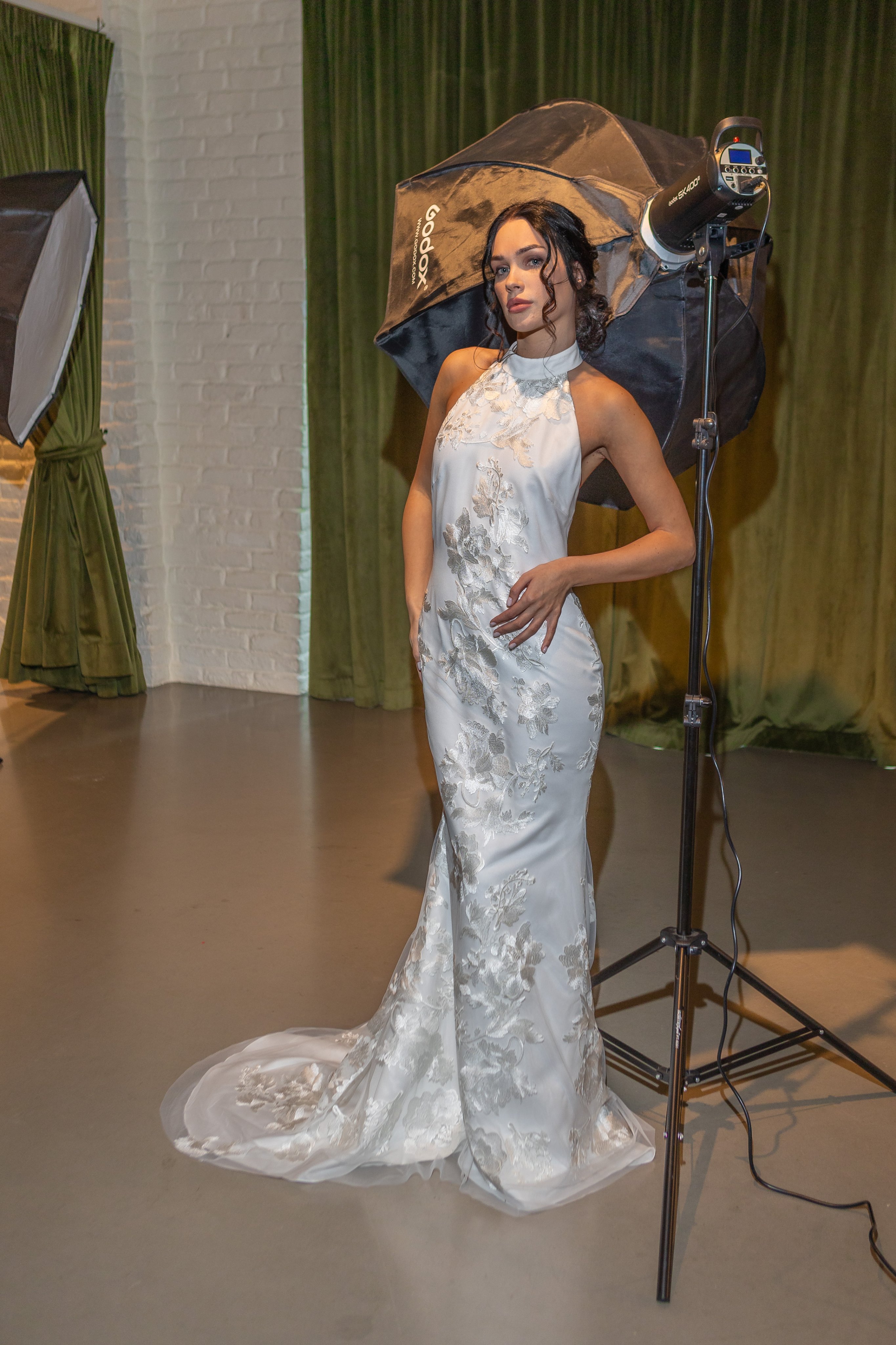 Graceful Belle | Backless Mermaid Gown with High Collar wedding dress by Amelii